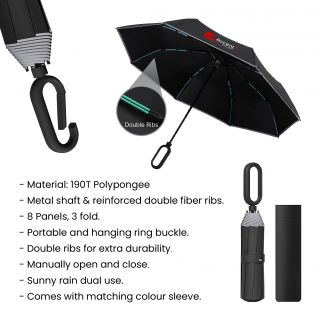 21" DUO Double Ribs 8 Panel Coated Foldable Umbrella 08
